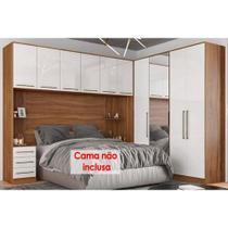 Modulado de Quarto Irlanda 7 Peças (3 Armários + 1 Ponte Aérea + 3 Complementos) QCM159 Amendola/Branco - Demóbile