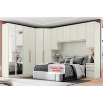 Modulado de Quarto Seletto 6 Peças (1 Ponte + 1 Closet + 2 G Roupas + 2 Complementos) QMH06 Areia - Henn Modulado de Quarto Seletto 6 Peças (1 Ponte + 1 Closet + 2 G Roupas + 2 Complementos) QMH06 Areia - Henn