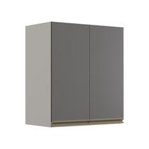 Módulo Armário Aéreo 68x60 2 Portas 100% MDF Cozinha Modulada Gold Robel Fendi/Cinza