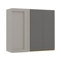 Módulo Armário Aéreo 88x100 Canto Reto Direito 100% MDF Cozinha Modulada Gold Robel Fendi/Cinza
