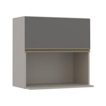 Módulo Armário Aéreo Nicho Micro-Omdas 68x70 100% MDF Cozinha Modulada Gold Robel Fendi/Cinza