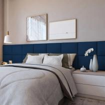 Módulo Cabeceira Azul 30x40cm Modulada Estofada para Cama Box Queen King Solteiro ou Casal Módulo Cabeceira Azul 30x40cm Modulada Estofada para Cama Box Queen King Solteiro ou Casal