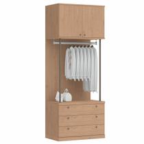 Módulo Cabideiro 3 Gavetas e 2 Portas Guarda Roupa Closet Modulado Smart Tube