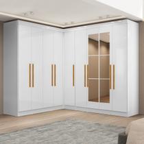 Modulo Canto com Puxador em MDF e Espelho Paris Branco Modulo Canto com Puxador em MDF e Espelho Paris Branco