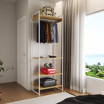 Modulo Closet Industrial Cabideiro Ferro Branco Canela