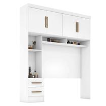 Módulo Closet Smart Aéreo com Criado 2 Gavetas com Maleiro Branco