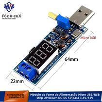Módulo Conversor Ajustável Boost Buck Micro USB DC-DC 5V Para 3.3V 12V Para 1.2V-24V Fonte De