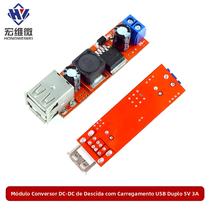 Módulo Conversor DC-DC Redutor De Tensão 6V-40V Para 5V 3A Com Duas Saídas USB Para Carregador