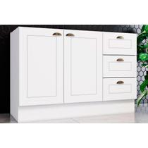 Módulo Cozinha Henn Americana Balcão 2 Portas e 3 Gavetas p/ Pia 120cm S/tampo Branco Módulo Cozinha Henn Americana Balcão 2 Portas e 3 Gavetas p/ Pia 120cm S/tampo Branco