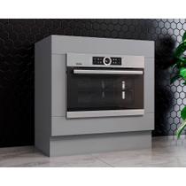 Módulo Cozinha Henn Americana Balcão p/ Forno de Embutir s/ Tampo 80cm Cinza