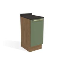 Módulo Cozinha Kappesberg Botanic Balcão Botanic M621 1 Porta c/Tampo 40cm Nogueira/Oliva/Preto Brilho - Kappesberg