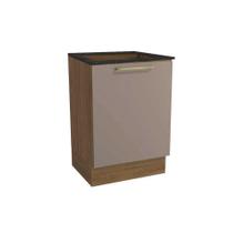 Módulo Cozinha Kappesberg Botanic Balcão Botanic M629 p/Cooktop 1 Porta c/Tampo 60cm Nogueira/Fendi/Preto Brilho - Kappesberg