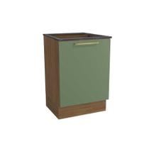 Módulo Cozinha Kappesberg Botanic Balcão Botanic M629 p/Cooktop 1 Porta c/Tampo 60cm Nogueira/Oliva/Cinzel - Kappesberg