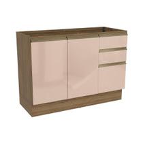 Módulo Cozinha Kappesberg Curve Balcão p/ Pia Curve N626 c/ 2 Portas e 3 Gavetas s/Tampo 120 cm Nogueira/Macadamia-Kappesberg