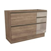 Módulo Cozinha Kappesberg Maxxi Balcão G747 1 Portas e 4 Gavetas c/ Vidro s/ Tampo 120cm Nogal-Kappesberg