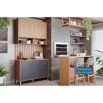 Módulo Cozinha MGM Divina 5 Peças (1Aéreo+1Balcão+1Ilha+2Complementos) C5P186 Freijo/Titanium-MGM