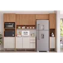 Módulo Cozinha MGM Divina 5 Peças (2Aéreos+1Balcão+1Paneleiro+1TorreQuente) C5P185 Freijo/Off White-MGM