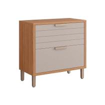 Módulo Cozinha MGM Eloise Balcão c/1 Gaveta e 1 Porta Basculante Riscada c/Tampo 80 cm Freijo/Off White-MGM