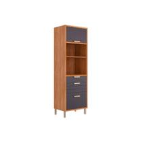 Módulo Cozinha MGM Eloise Paneleiro c/ 2 Portas Basculantes Riscadas 1 Nicho p/ Forno e 2 Gavetas 70 cm Cinamomo/Titanium-MGM