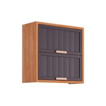 Módulo Cozinha MGM Estela Armário c/ 2 Portas Basculantes Ripada 80 cm Cinamomo/Titanium-MGM