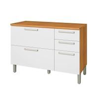 Módulo Cozinha Nesher Burguesa Premium 2 Portas e 3 Gavetas c/ Tampo Freijó/Branco Módulo Cozinha Nesher Burguesa Premium 2 Portas e 3 Gavetas c/ Tampo Freijó/Branco