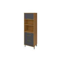 Módulo Cozinha Nesher Imperatriz Paneleiro c/ 1 Porta e 3 Gavetas (2 Fornos) Freijo/Grafite