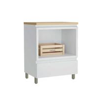 Módulo Cozinha Nesher Marquesa Balcão c/ Tampo c/ 1 Gaveta e 1 Nicho p/ Forno 80cm Branca/Nature - Nesher
