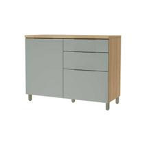 Módulo Cozinha Nesher Marquesa Balcão p/Pia 1 Porta e 3 Gaveta c/ Tampo 120cm Nature/Verde - Nesher