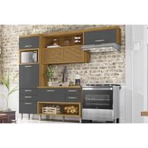 Módulo Cozinha Nesher Princesa 3 Peças (1Aéreo+1Balcão+1Paneleiro) C6P60 Freijo/Grafite-Nesher