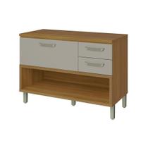 Módulo Cozinha Nesher Princesa Princesa 1 Porta e 2 Gavetas c/ Tampo Freijo/Off White