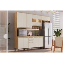 Módulo Cozinha Ronipa Nápoli Prime 4 Peças (2Aéreos+1Balcão+1Paneleiro) C4P237 Amendoa/Off White-Ronipa