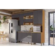 Módulo Cozinha Ronipa Nápoli Prime 4 Peças (2Aéreos+1Balcão+1Paneleiro) C4P238 Amendoa/Grafite-Ronipa Módulo Cozinha Ronipa Nápoli Prime 4 Peças (2Aéreos+1Balcão+1Paneleiro) C4P238 Amendoa/Grafite-Ronipa