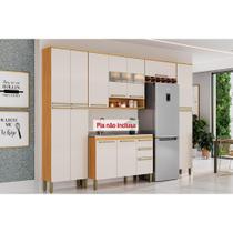 Módulo Cozinha Ronipa Nápoli Prime 5 Peças (2Aéreos+1Balcão+2Paneleiros) C5P96 Amendoa/Off White-Ronipa Módulo Cozinha Ronipa Nápoli Prime 5 Peças (2Aéreos+1Balcão+2Paneleiros) C5P96 Amendoa/Off White-Ronipa