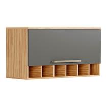 Módulo Cozinha Ronipa Nápoli Prime Armário Geladeira Adega c/ 1 Porta Basculante 80cm Amendoa/Grafite-Ronipa Módulo Cozinha Ronipa Nápoli Prime Armário Geladeira Adega c/ 1 Porta Basculante 80cm Amendoa/Grafite-Ronipa