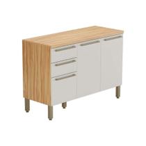 Módulo Cozinha Ronipa Nápoli Prime Balcão 3 Portas e 2 Gavetas c/ Tampo 120cm Amendoa/Off White-Ronipa Módulo Cozinha Ronipa Nápoli Prime Balcão 3 Portas e 2 Gavetas c/ Tampo 120cm Amendoa/Off White-Ronipa