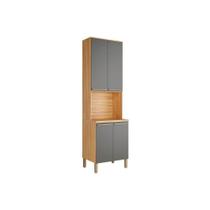 Módulo Cozinha Ronipa Nápoli Prime Paneleiro Napoli c/ 4 Portas e 1 Nicho p/ Forno 66x222cm Amendoa/Grafite-Ronipa Módulo Cozinha Ronipa Nápoli Prime Paneleiro Napoli c/ 4 Portas e 1 Nicho p/ Forno 66x222cm Amendoa/Grafite-Ronipa