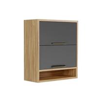 Módulo Cozinha Ronipa Syrah Armário Nicho c/ 2 Portas Basculante 80cm Amendoa/Grafite-Ronipa