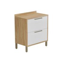 Módulo Cozinha Ronipa Syrah Balcão 1 Porta e 1 Gaveta c/ Tampo 80cm Amendoa/Off White-Ronipa