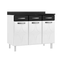 Módulo Cozinha Telasul Rubi Balcão 3 Portas e 3 Gavetas c/ Tampo Preto-Telasul