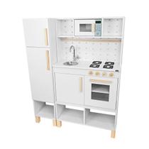 Módulo Crescer Cozinha Infantil Com Geladeira - Branco Kit Livro Educativo