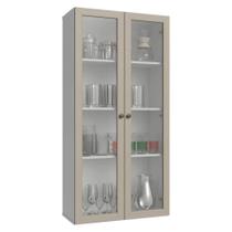 Módulo Cristaleira 70 Cm 2 Portas De Vidro Branco-crema Vik Madesa Branco-crema