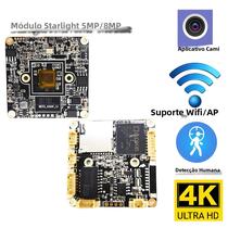 Módulo De Câmera IP Sem Fio 8MP 4K Detecção Humana Alarme De Movimento RTSP Áudio Onvif TF Slot WIFI