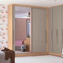 Módulo de Guarda Roupa 2 Portas 2 Gavetas Espelhado Elegance Bege/Angelin/Níquel
