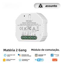 Módulo De Interruptor WiFi Inteligente 2 Gang App Controle Remoto Funciona Com Alexa Google Home