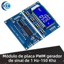 Módulo De Placa Geradora De Sinal PWM Ajustável De 1Hz-150Khz Com Display LCD E Entrada De 3.3V-30V