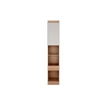 Módulo de Quarto Casal Armário Mesa de Cabeceira Rizon/Linea c/ 1 Porta e 1 Gaveta Cumaru/Fendi 25 - Novo Horizonte