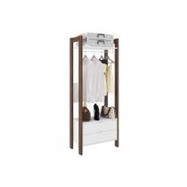 Módulo de Quarto Casal Closet AZ1011 c/ 2 Gavetas e 1 Prateleira Branco/Nogal - Tecno Mobili