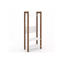 Módulo de Quarto Casal Closet AZ1029 Cabideiro c/ 2 Prateleiras Branco/Nogal - Tecno Mobili