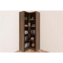 Módulo de Quarto Casal Closet Canto Oblíquo ME4132 c/ 4 Prateleiras Aberto s/ Portas Nogal - Tecno Mobili