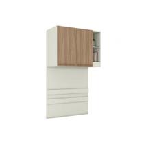 Módulo de Quarto Solteiro Armário Ponte Aéreo MC12 Seletto c/ 2 Portas e 2 Nichos Areia/Jequitibá - Henn